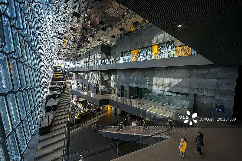 冰岛雷克雅未克哈尔帕会议音乐厅内部图片素材