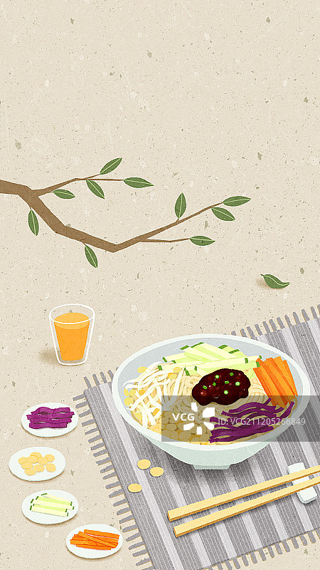 24节气之美食系列插画扁平风壁纸夏至图片素材