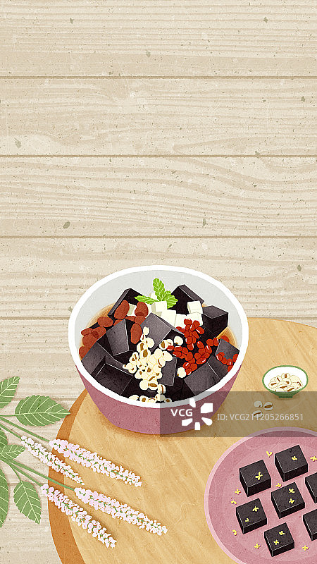 24节气之美食系列插画扁平风壁纸大暑图片素材