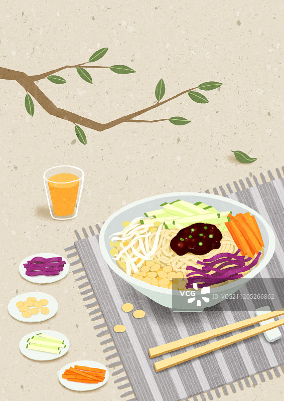 24节气之美食系列插画扁平风夏至图片素材