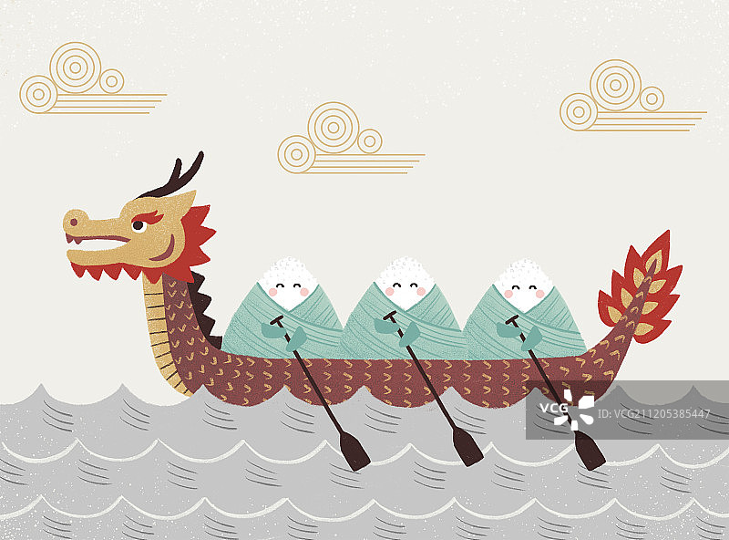 粽子划龙舟插画图片素材