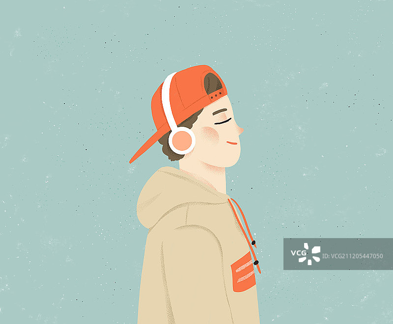 男青年戴耳机图片素材