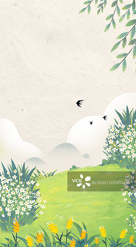 草地扁平风插画图片素材