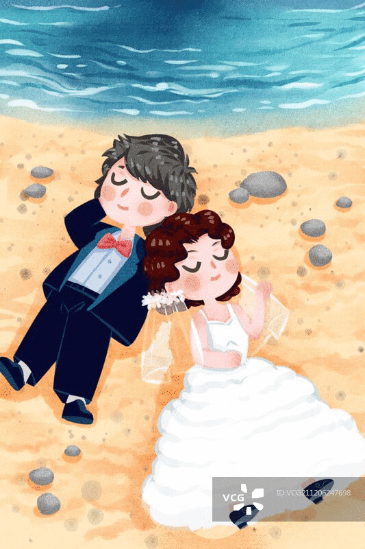 小清新可爱风格青年男女结婚图片素材