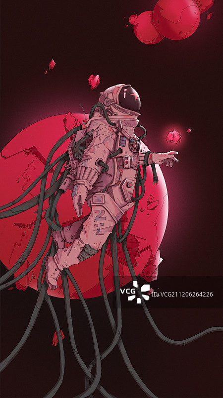 科幻科技宇宙航天宇航员插画壁纸海报图片素材