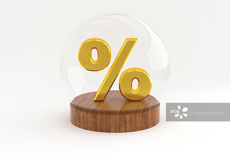 3D玻璃罩内的百分比符号图片素材