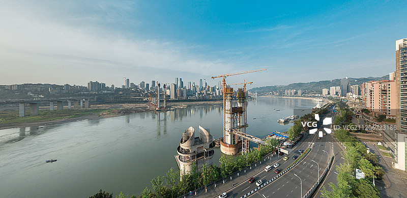 建设中的南纪门长江大桥重庆全景图片素材