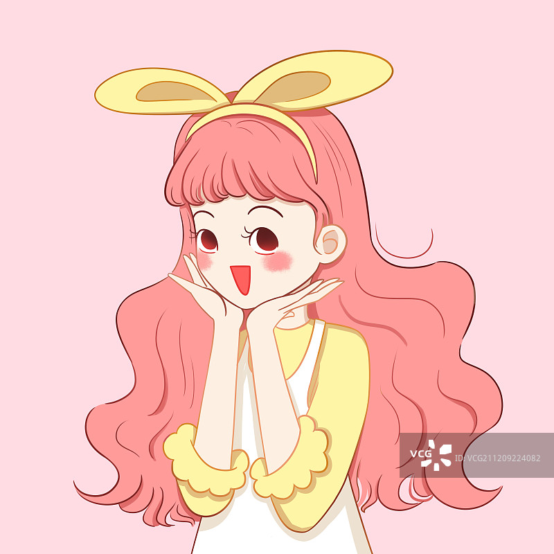 大头可爱女孩头像插画图片素材