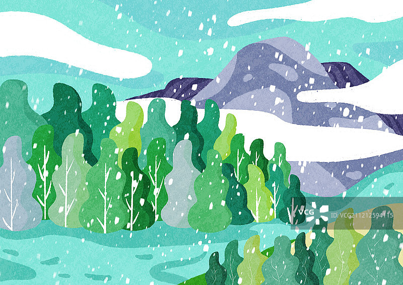 冬季自然风景下雪图片素材