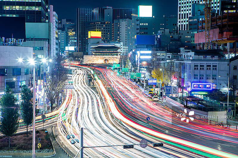 繁忙的首尔城市风光图片素材