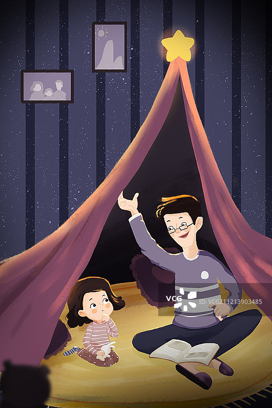 父亲节听爸爸讲故事图片素材