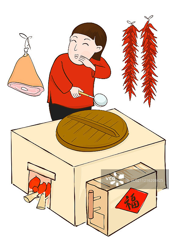 插画年俗二十六炖年肉图片素材