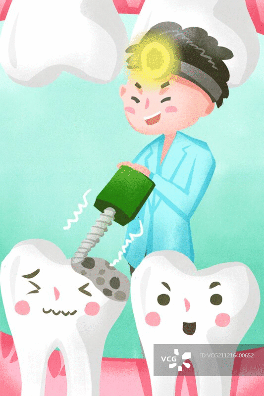 小清新风格可爱医生补牙图片素材