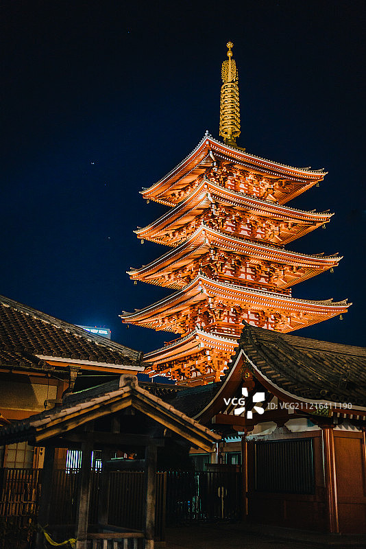 东京浅草寺夜景图片素材