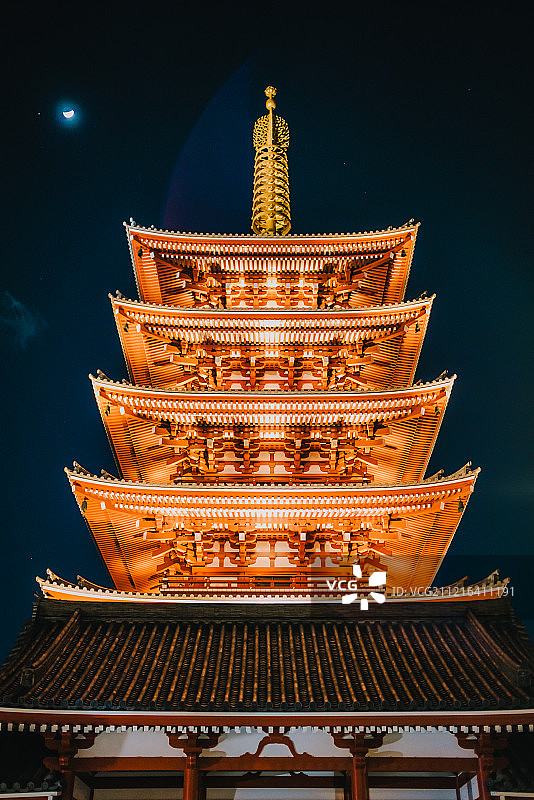 东京浅草寺夜景图片素材