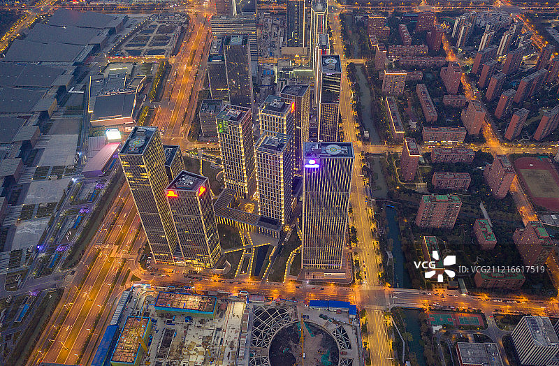 无人机航拍南京河西金融城图片素材