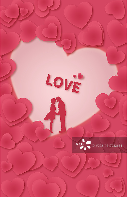 520浪漫情人节，情侣求婚拥抱接吻剪纸风插画背景海报图片素材