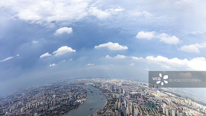 俯瞰上海黄浦江两岸风光图片素材