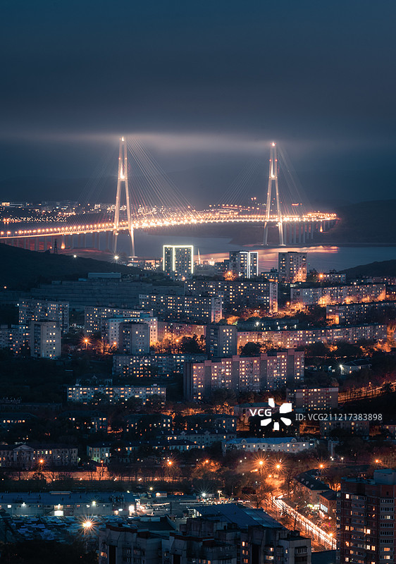俄罗斯海参崴夜景图片素材