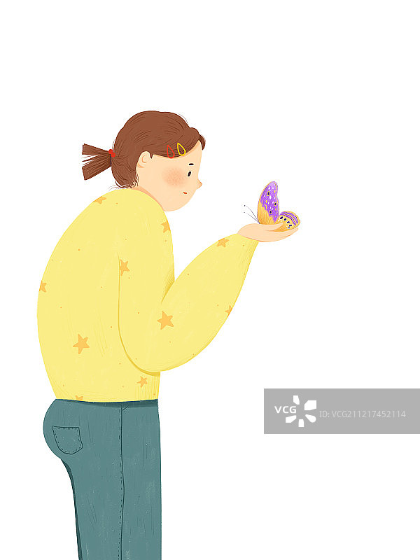 女孩手捧蝴蝶图片素材