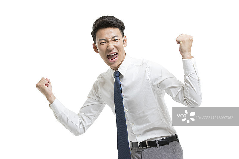 兴奋的年轻商务男士图片素材