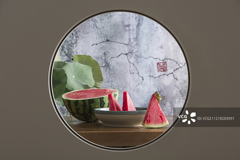 创意西瓜中国画图片素材
