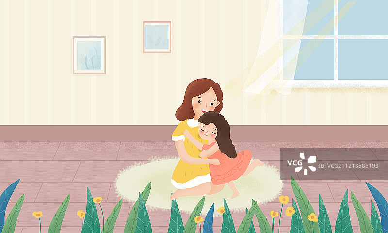母女插画图片素材