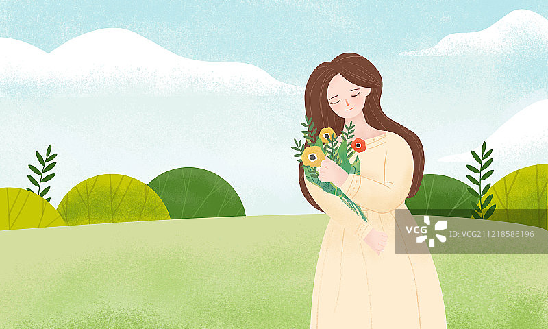 青年女人插画图片素材