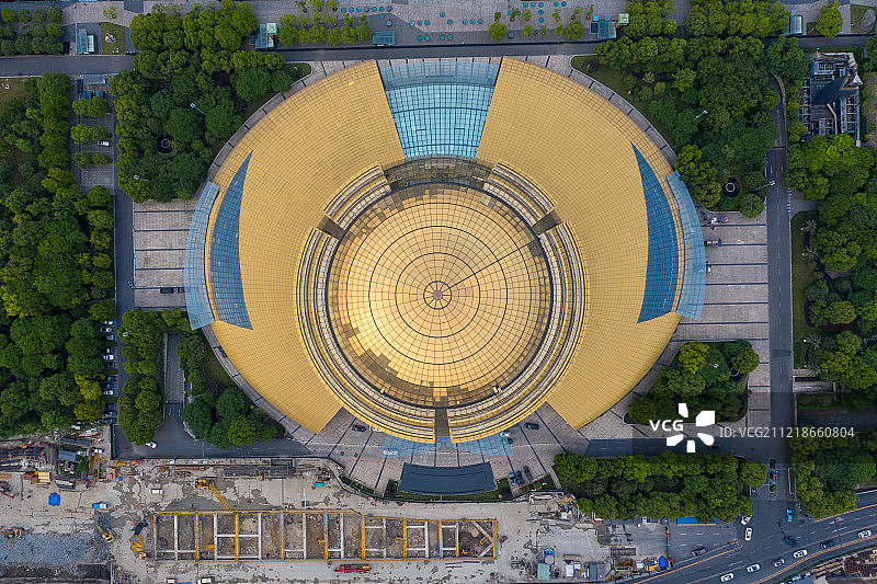 正上方视角下的杭州洲际酒店图片素材