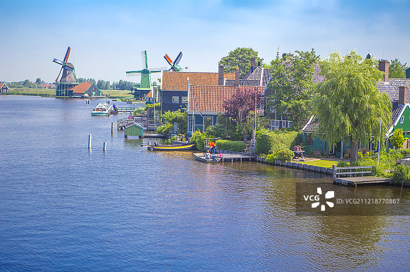 风车村赞瑟斯汉斯荷兰欧洲图片素材