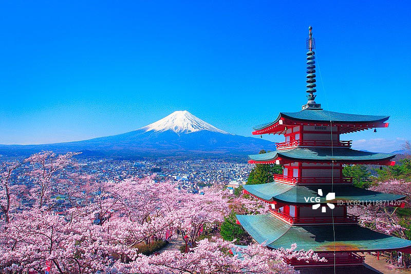 山梨县的富士山图片素材