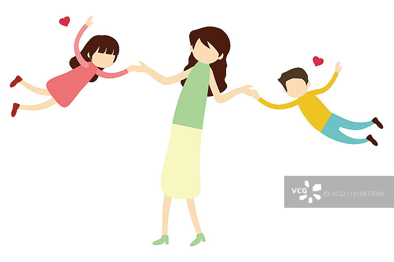 妈妈跟孩子开心过母亲节图片素材