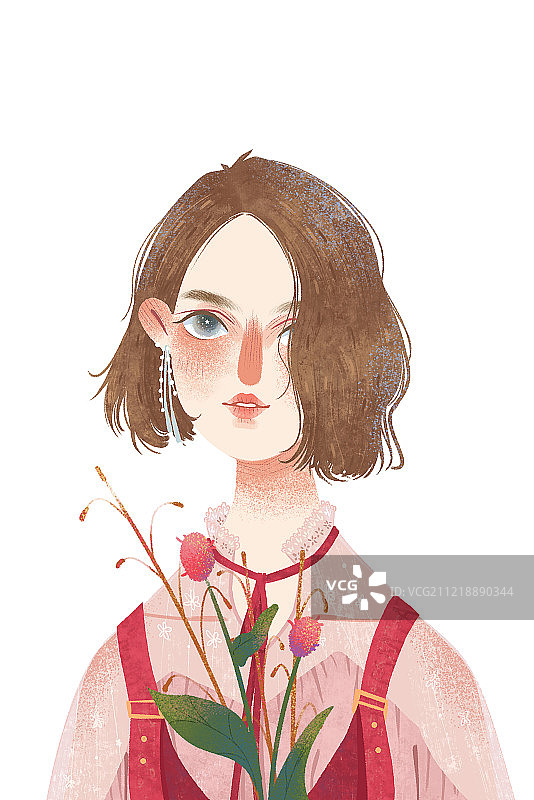 弃浮躁 独处（九张花与女孩系列）-刺图片素材