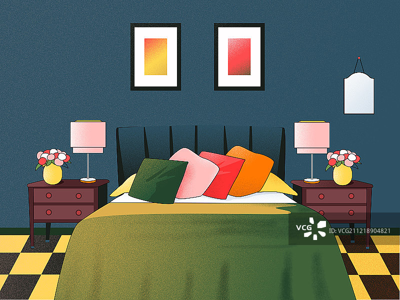 对称的复古房间图片素材