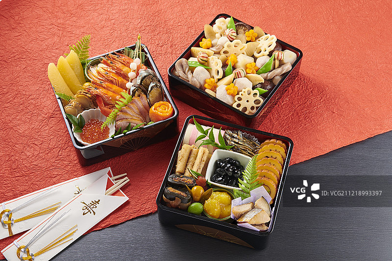 日本新年传统御节料理图片素材