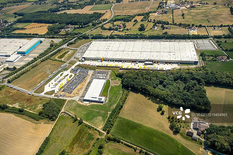 德国韦尔讷亚马逊物流中心施工现场航拍图片素材