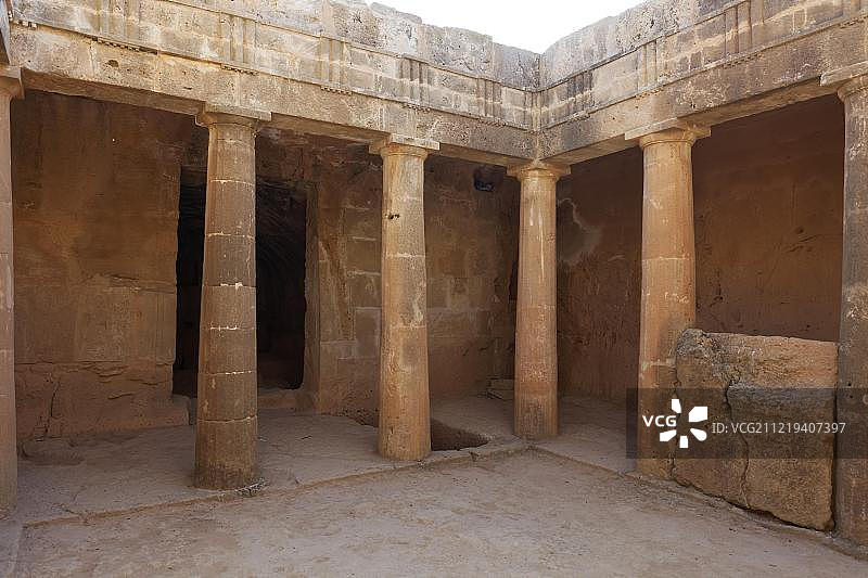 塞浦路斯帕福斯皇家陵墓考古发掘现场：古罗马墓地图片素材