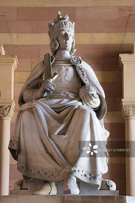 哈布斯堡的国王鲁道夫雕像，施佩耶尔，莱茵兰-普法尔茨，德国，欧洲图片素材