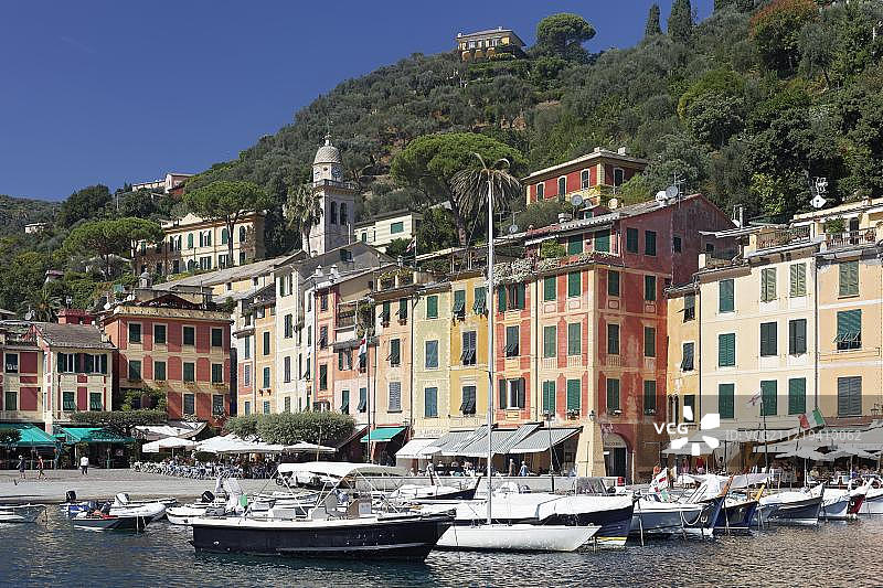 意大利利古里亚热那亚省 Portofino 港口村庄，欧洲图片素材