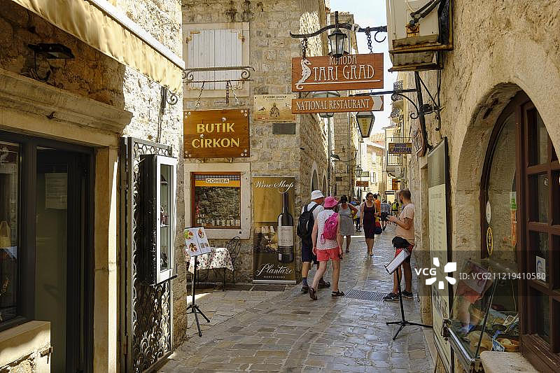 欧洲黑山布德瓦老城区商店小巷图片素材