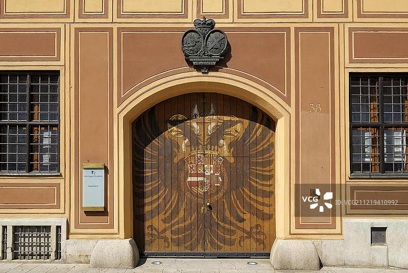 阿德勒托尔,富格家族城市宫殿,富格家族房屋,马克西米利安大街,奥格斯堡,施瓦本,巴伐利亚,德国,欧洲图片素材