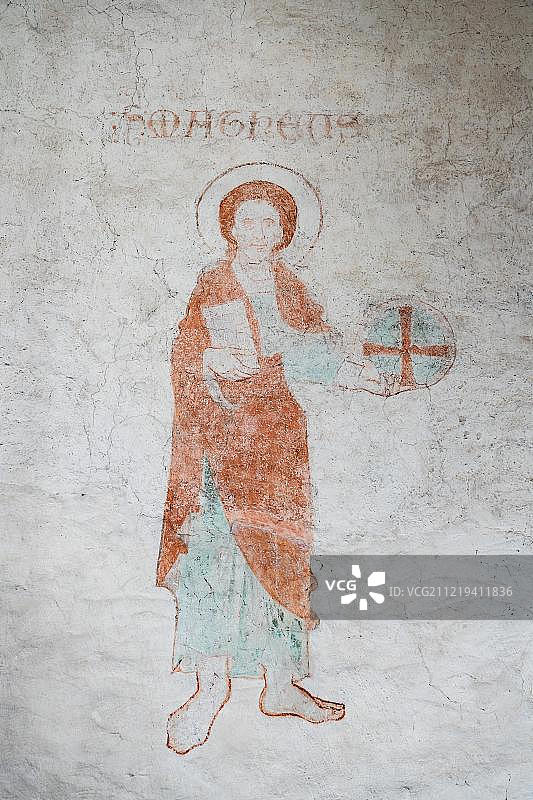 使徒，中世纪壁画，海德比教堂，维斯比教区，哥特兰岛，瑞典，欧洲图片素材