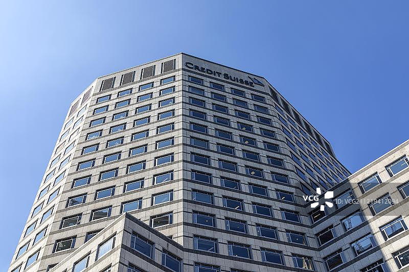 瑞士信贷银行，金融和银行区金丝雀码头，伦敦，英国，欧洲图片素材