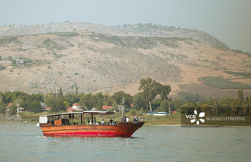 亚洲以色列加利利，太巴列湖上的游船图片素材