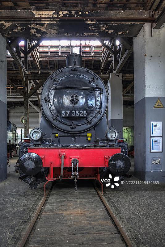 locomotive shed, Bavarian Railway Museum Nordlingen, Nordlingen, Bavaria, Germany, Europe图片素材