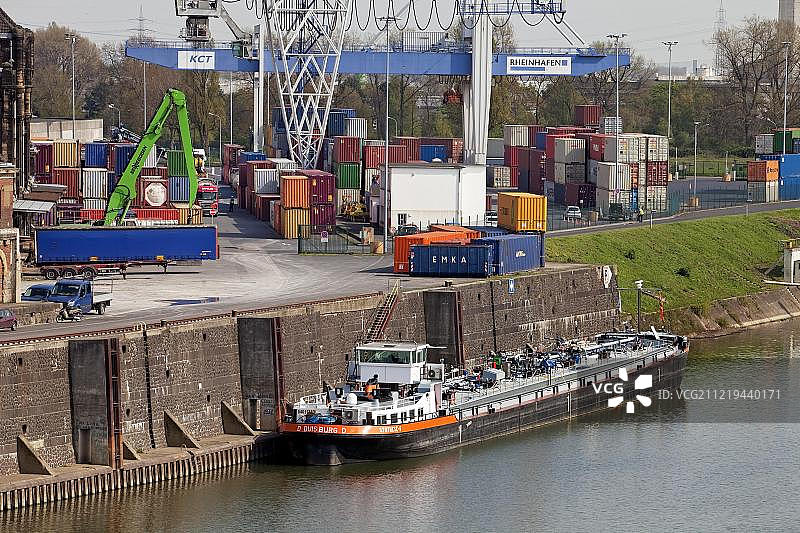 德国北莱茵-威斯特法伦州克雷费尔德莱茵河港口图片素材