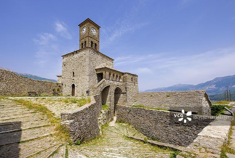 吉罗卡斯特拉要塞上的钟楼图片素材