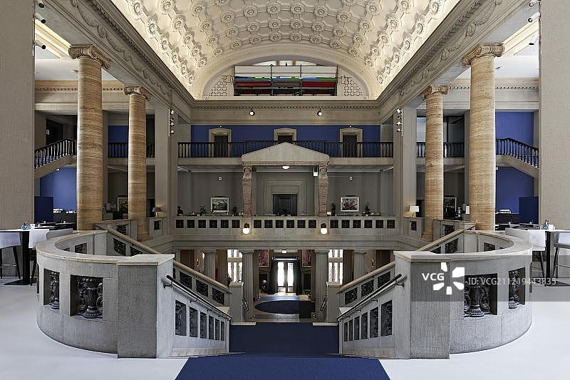 杜塞尔多夫凯悦嘉轩酒店，Andreas Quartier，历史悠久的门厅，前法院，杜塞尔多夫老城区，杜塞尔多夫，北莱茵-威斯特法伦州，德国，欧洲图片素材