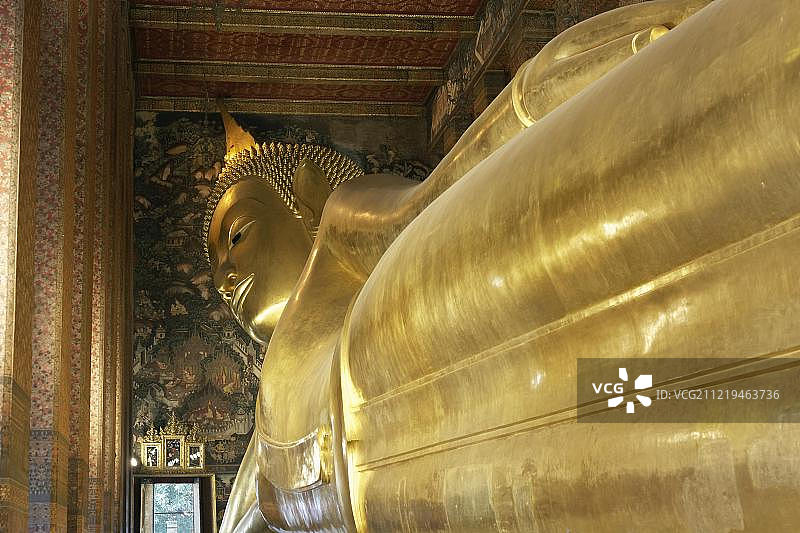 卧佛，镀金，卧佛寺，佛教寺庙，曼谷，泰国，亚洲图片素材