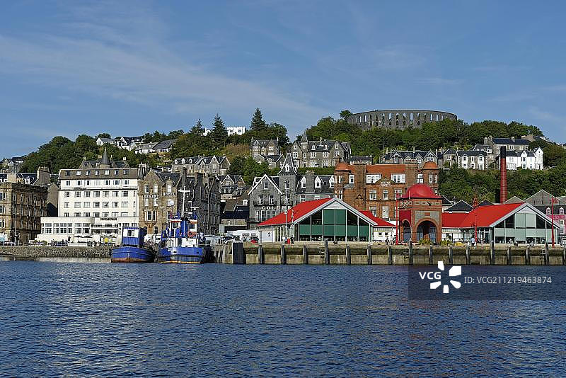 奥本港口和市中心，麦凯格塔，阿盖尔-比特，苏格兰，英国图片素材